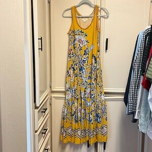 Anthropologie Maeve Puebla blue and yellow maxi dress